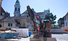 Bagger auf dem  Zeughausplatz, Blick Richtung St. Ursenkathedrale